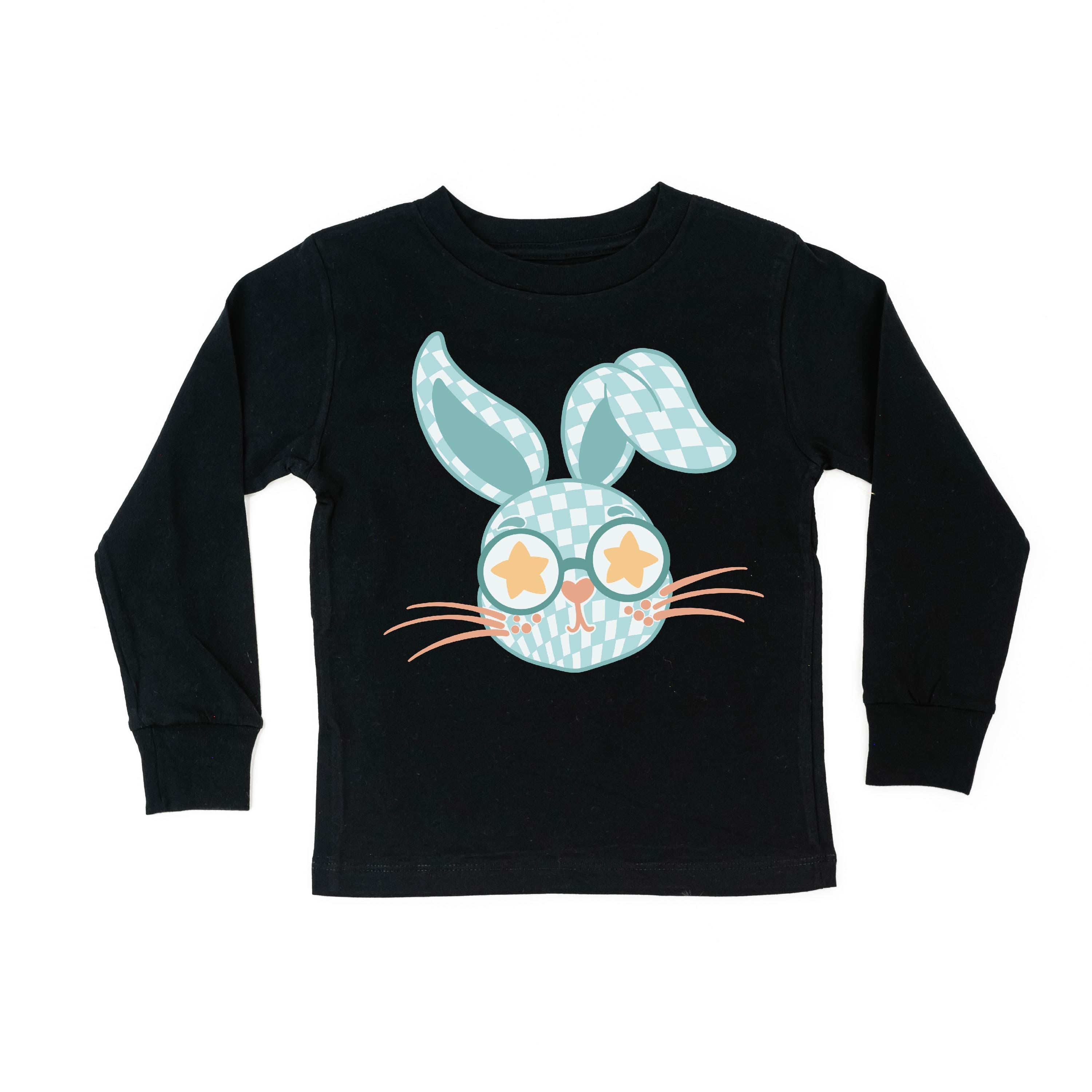 Blue Checkered Bunny - Child LONG SLEEVE Tee Little Mama Shirt Shop