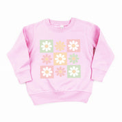 3x3 Checker Board Flowers - Child Sweater Little Mama Shirt Shop