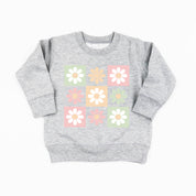 3x3 Checker Board Flowers - Child Sweater Little Mama Shirt Shop