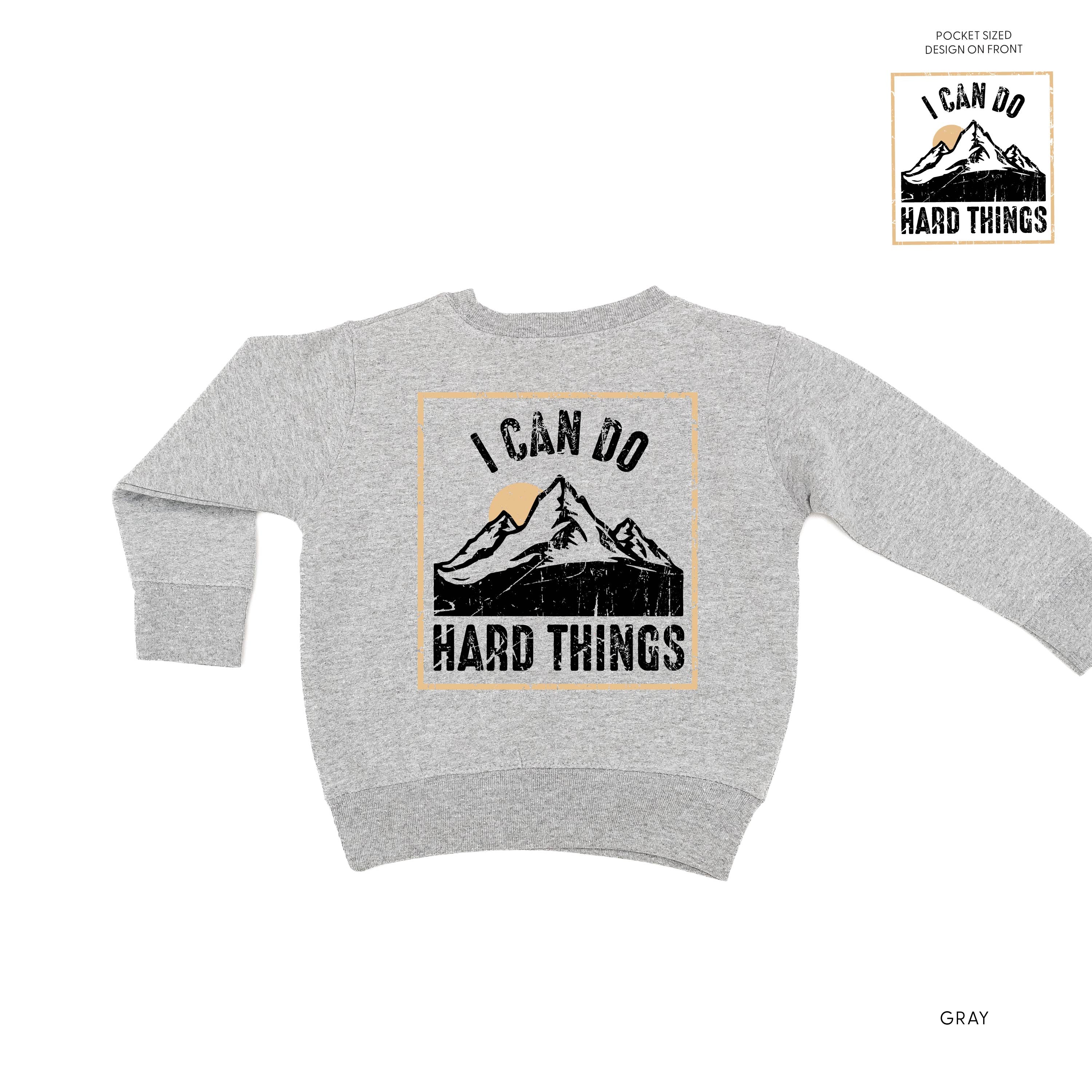 I Can Do Hard Things - Pocket Design on Front w/ Full Design on Back - Child Sweater Little Mama Shirt Shop