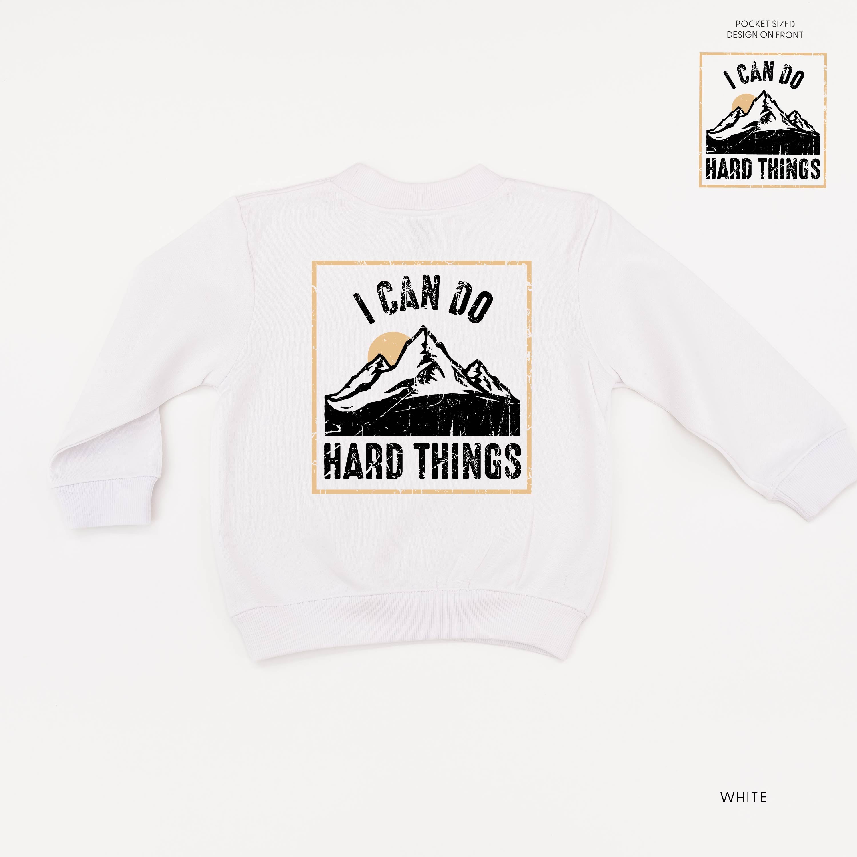 I Can Do Hard Things - Pocket Design on Front w/ Full Design on Back - Child Sweater Little Mama Shirt Shop