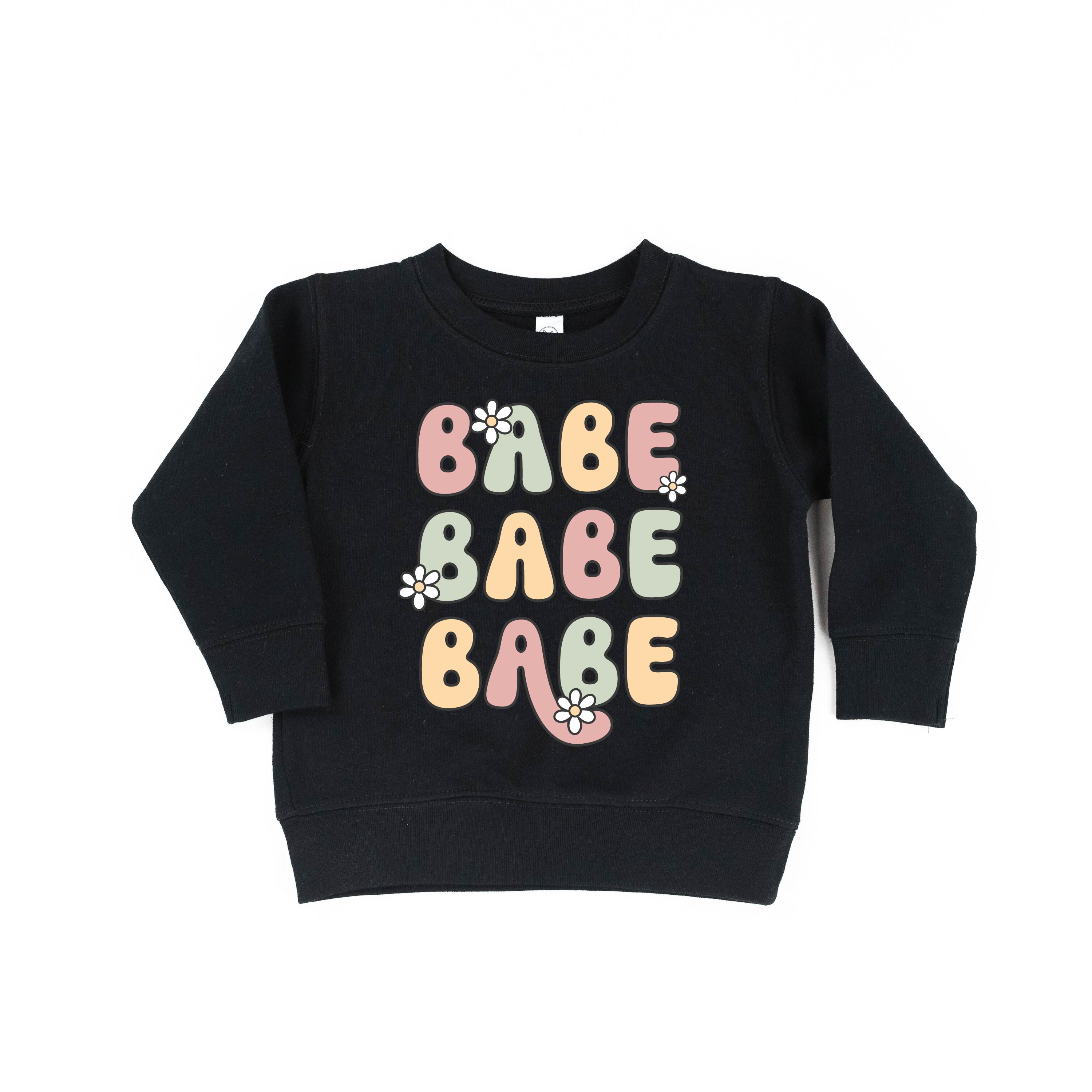 BABE x3 with Daisies - Child Sweater Little Mama Shirt Shop
