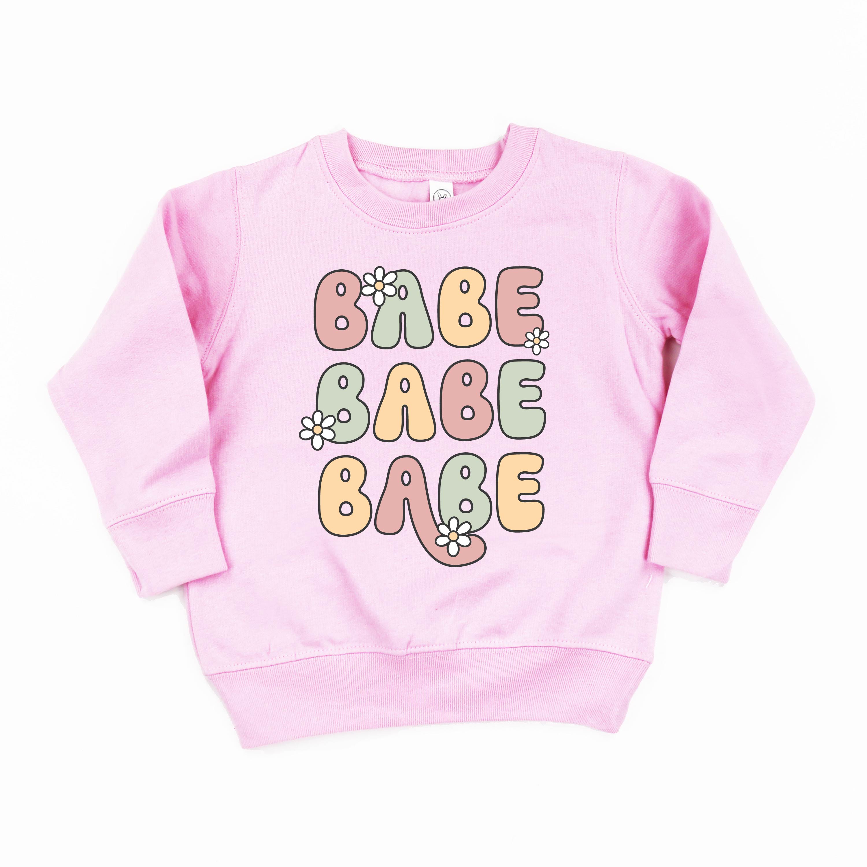 BABE x3 with Daisies - Child Sweater Little Mama Shirt Shop