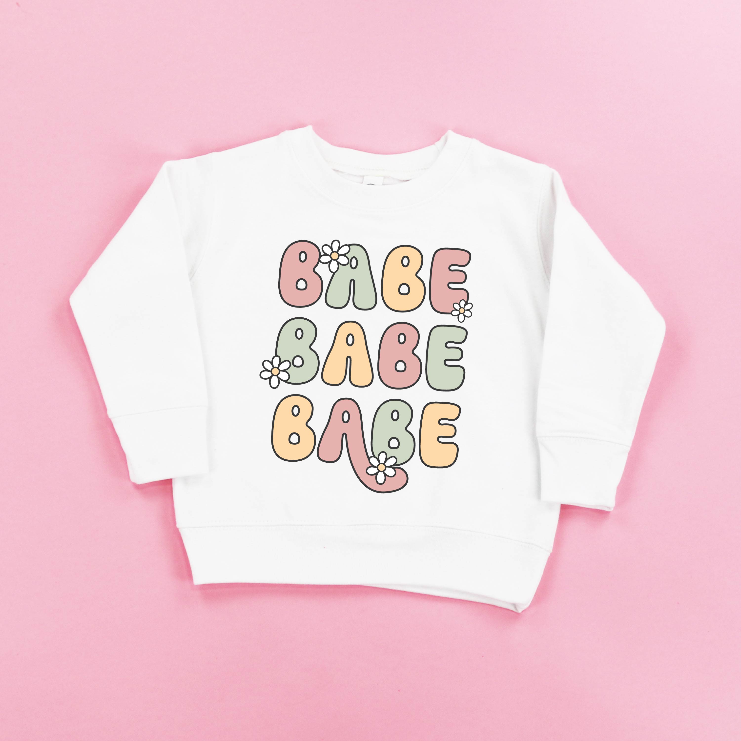 BABE x3 with Daisies - Child Sweater Little Mama Shirt Shop