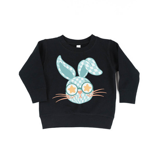 BLUE Checkered Bunny - Child Sweater