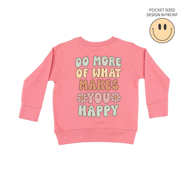 Smiley Pocket on Front w/ Do More Of What Makes You Happy on Back - Child Sweater