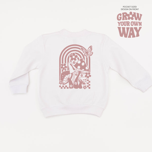 Grow Your Own Way (Pocket Front) w/ Mushrooms on Back - Child Sweater