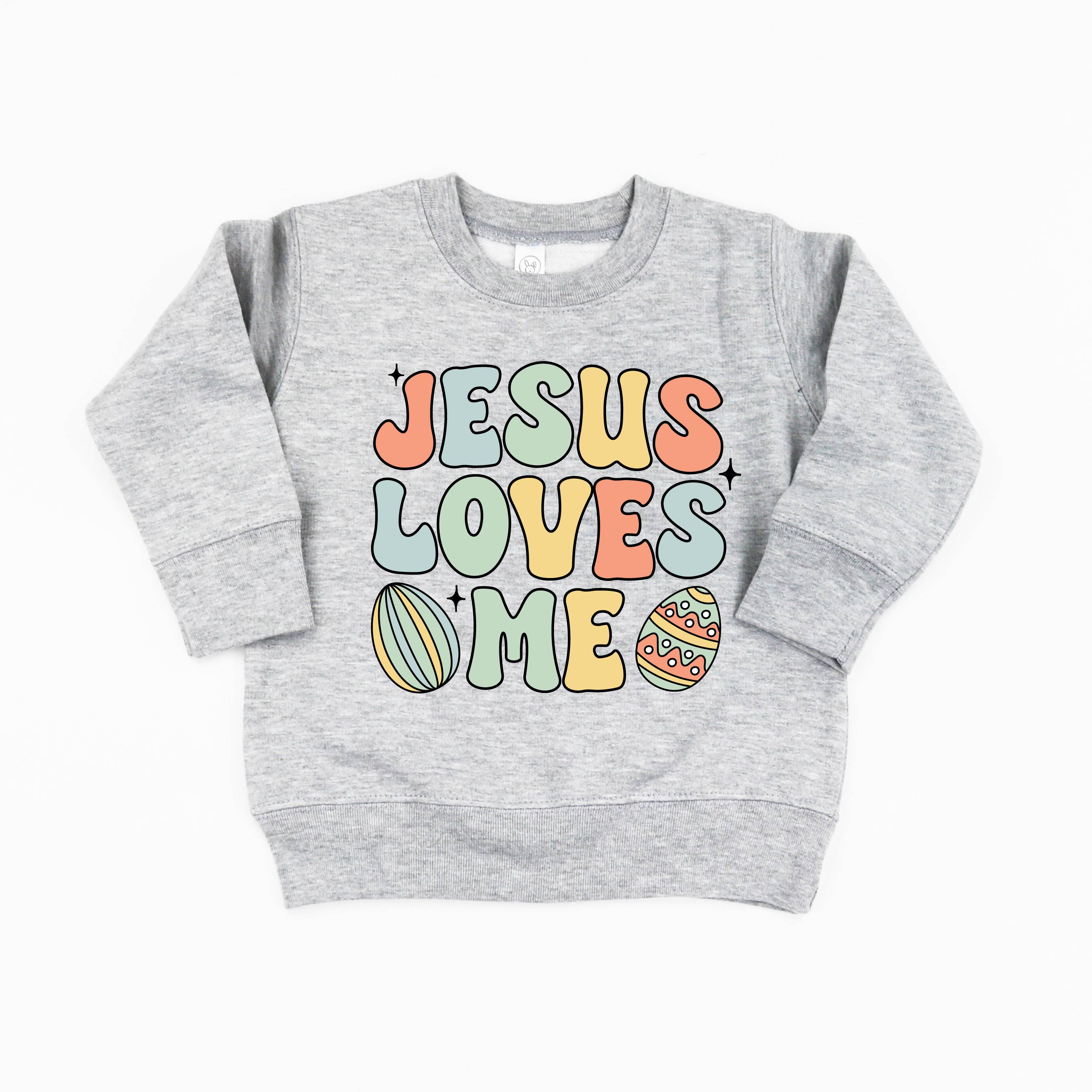 Easter Eggs Jesus Loves Me - Boy Version - Child Sweater Little Mama Shirt Shop