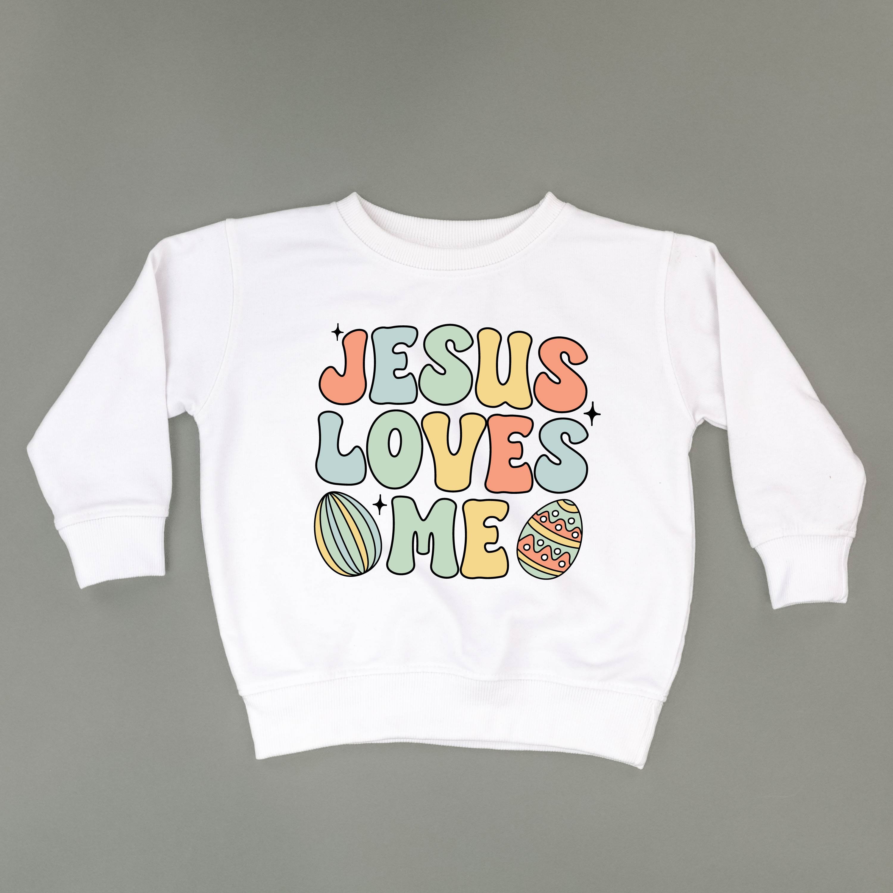 Easter Eggs Jesus Loves Me - Boy Version - Child Sweater Little Mama Shirt Shop