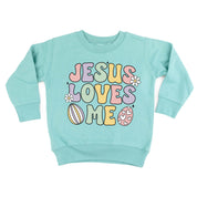 Easter Eggs Jesus Loves Me - Girl Version - Child Sweater Little Mama Shirt Shop