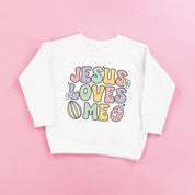 Easter Eggs Jesus Loves Me - Girl Version - Child Sweater Little Mama Shirt Shop