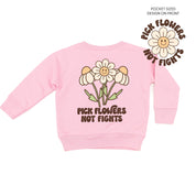 Pick Flowers Not Fights w/pocket on front - Child Sweater Little Mama Shirt Shop