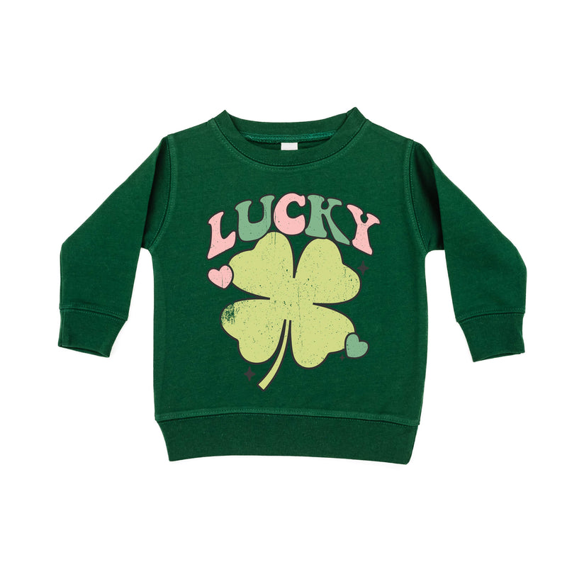 Pink and Green Oversized Lucky Shamrock - Child Sweater