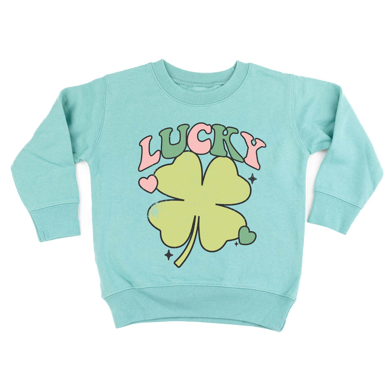 Pink and Green Oversized Lucky Shamrock - Child Sweater