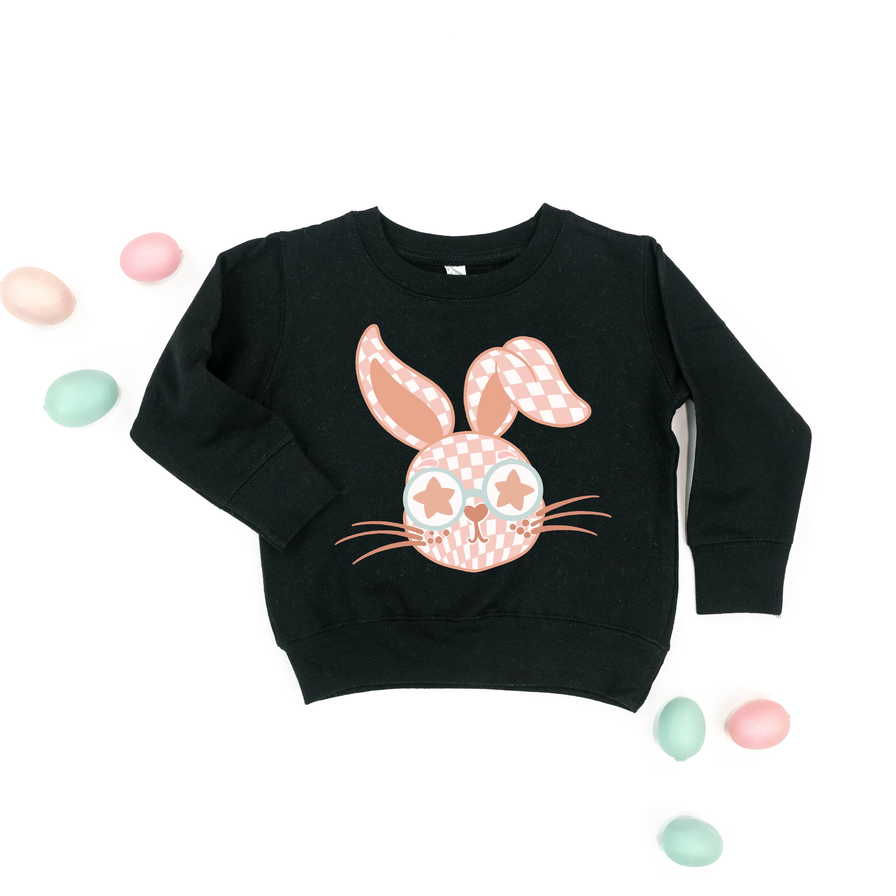 PINK Checkered Bunny - Child Sweater Little Mama Shirt Shop