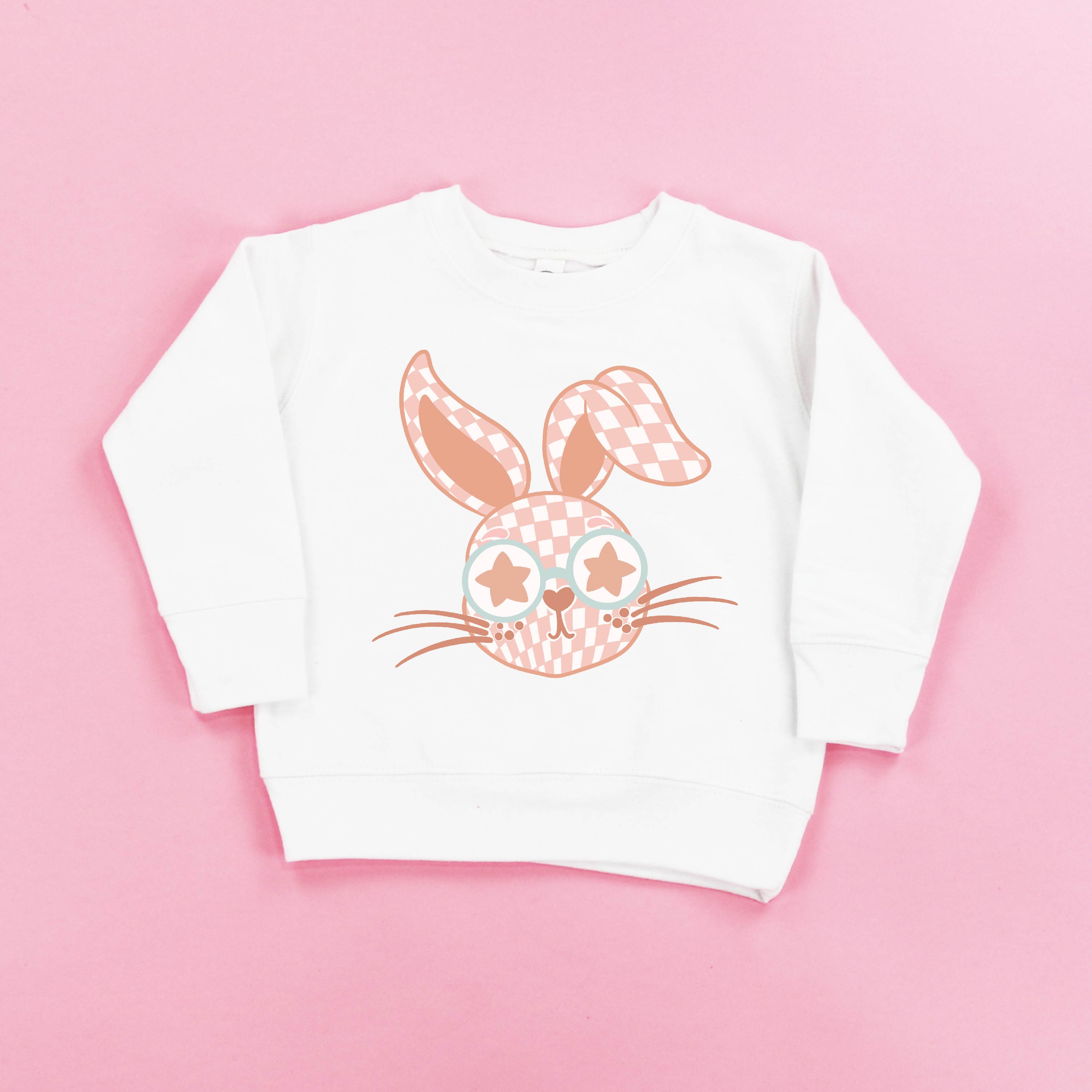 PINK Checkered Bunny - Child Sweater Little Mama Shirt Shop