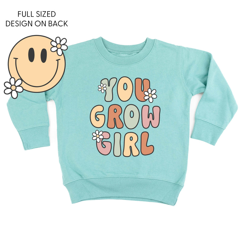 You Grow Girl on Front w/ Smiley and Flowers on Back - Child Sweater