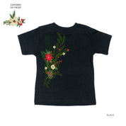Poinsettia & Winter Flower Cascade (centered & b) - Child Tee Little Mama Shirt Shop