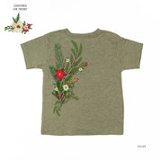 Poinsettia & Winter Flower Cascade (centered & b) - Child Tee Little Mama Shirt Shop