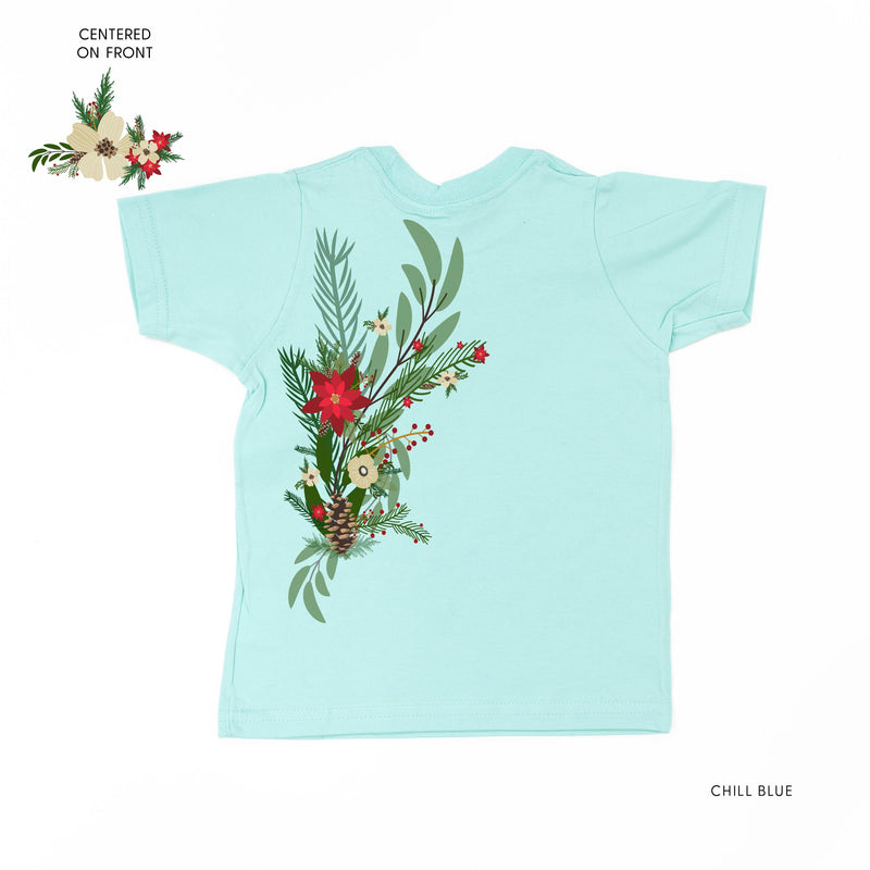 Poinsettia & Winter Flower Cascade (centered & b) - Child Tee