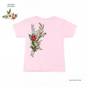 Poinsettia & Winter Flower Cascade (centered & b) - Child Tee Little Mama Shirt Shop