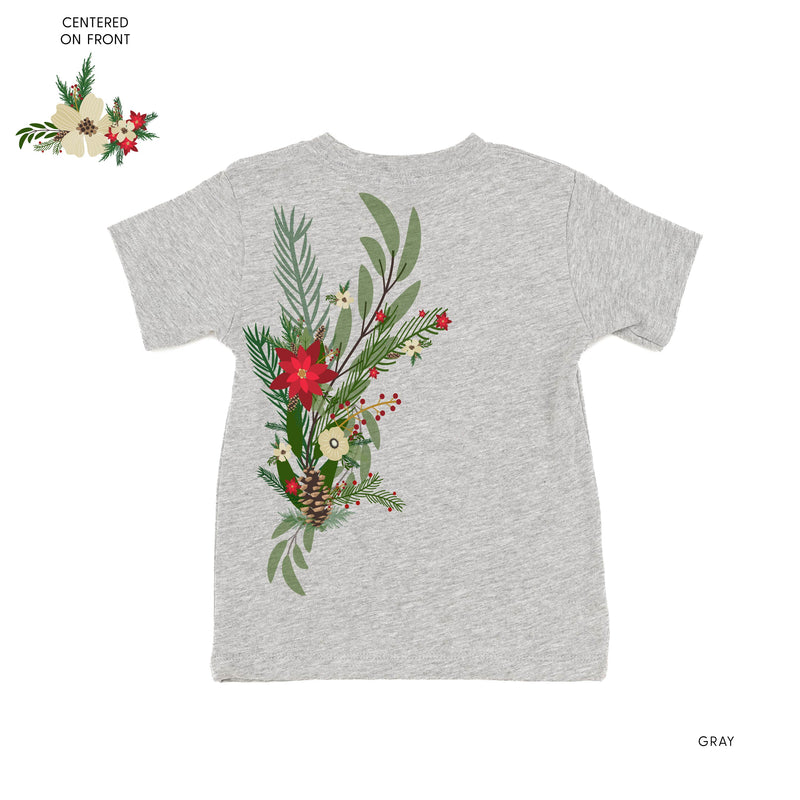 Poinsettia & Winter Flower Cascade (centered & b) - Child Tee