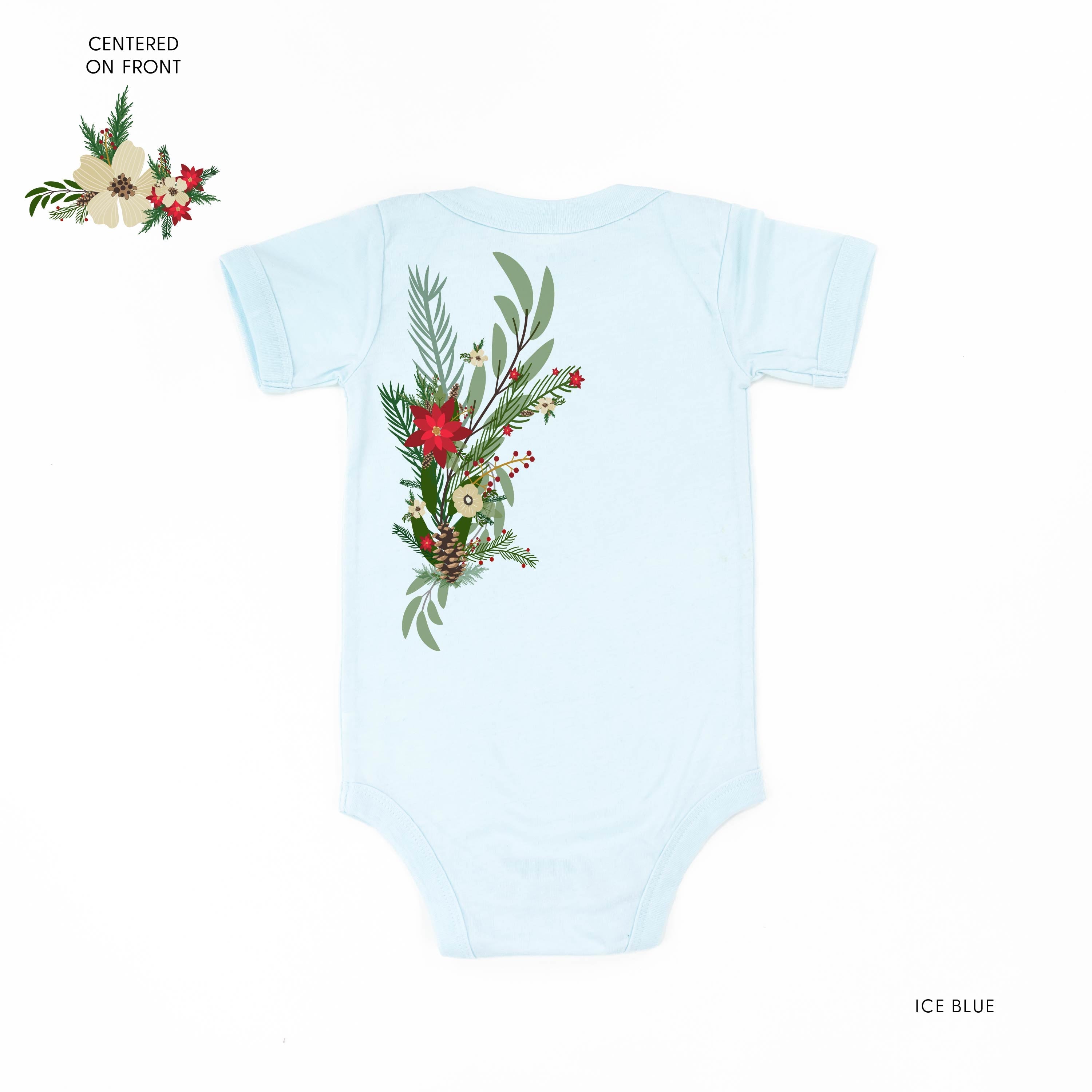 Poinsettia & Winter Flower Cascade (centered & b) - Child Tee Little Mama Shirt Shop