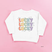 Bubble Letters & Stars Lucky x3 - Child Sweater Little Mama Shirt Shop