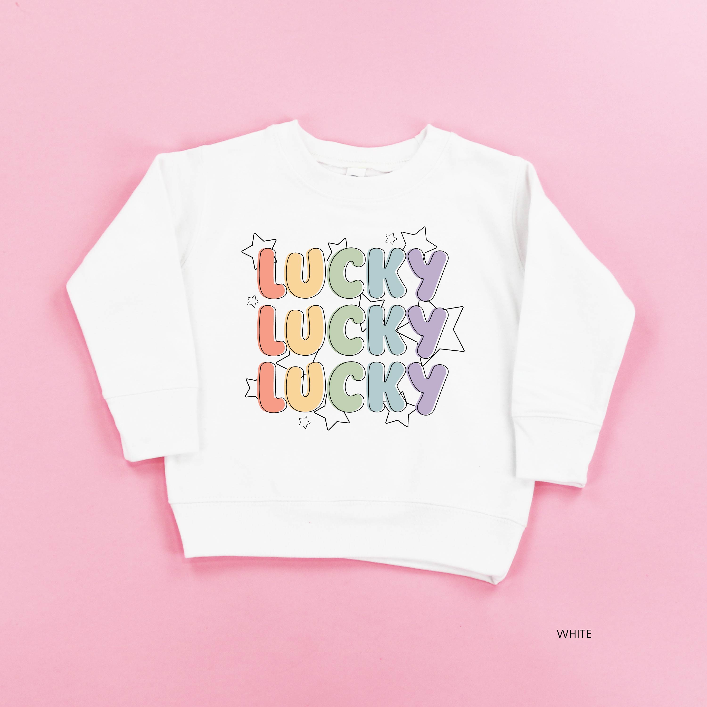 Bubble Letters & Stars Lucky x3 - Child Sweater Little Mama Shirt Shop