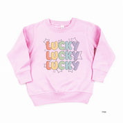 Bubble Letters & Stars Lucky x3 - Child Sweater Little Mama Shirt Shop
