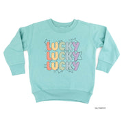 Bubble Letters & Stars Lucky x3 - Child Sweater Little Mama Shirt Shop