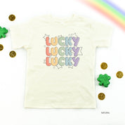 Bubble Letters & Stars Lucky x3 - Child Tee Little Mama Shirt Shop