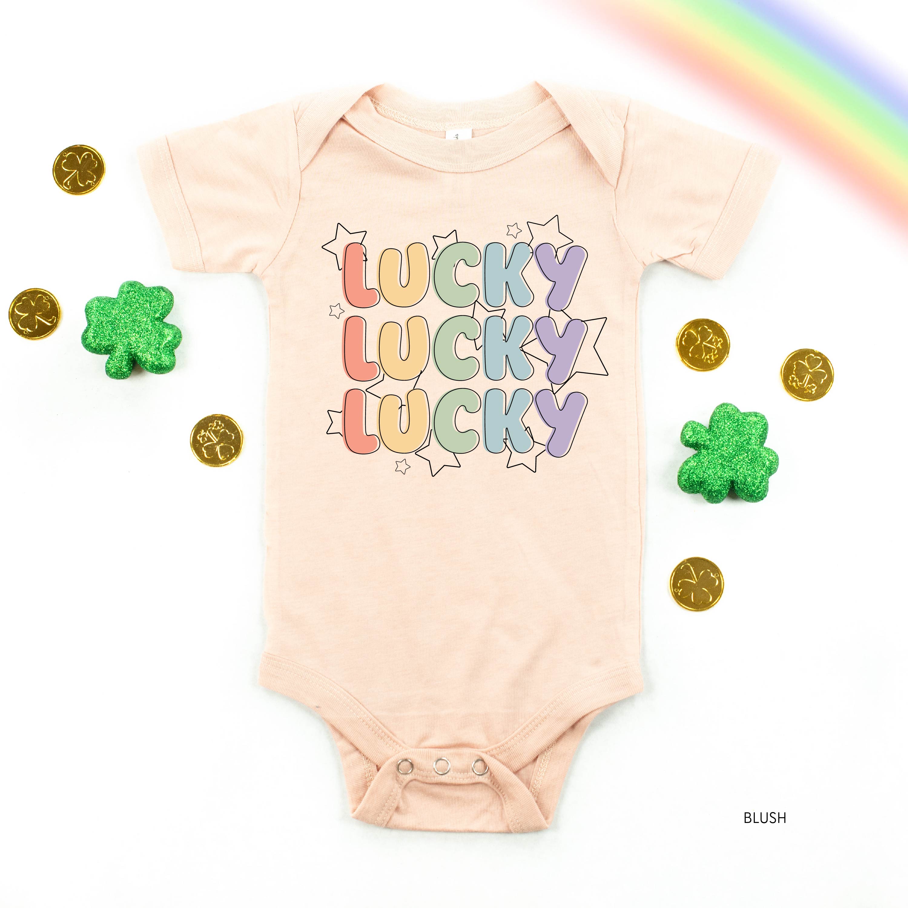 Bubble Letters & Stars Lucky x3 - Infant Bodysuit/Tee Little Mama Shirt Shop