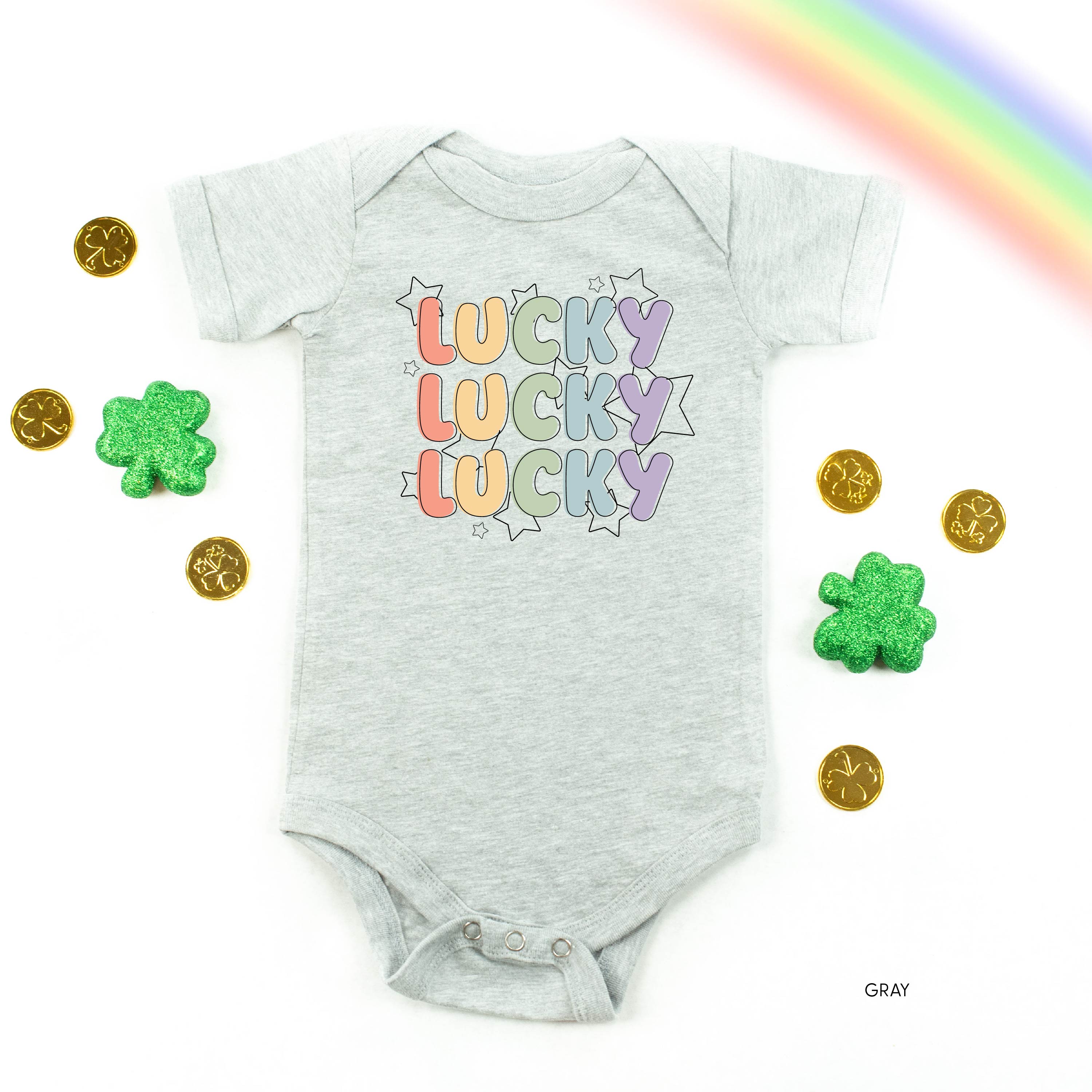 Bubble Letters & Stars Lucky x3 - Infant Bodysuit/Tee Little Mama Shirt Shop