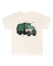 Child tee in natural with Christmas Garbage Truck on front, shown on model – Little Mama Shirt Shop
