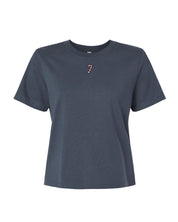 Adult tee in vintage navy with Christmas mini symbol candy cane on front, shown on flat lay – Little Mama Shirt Shop