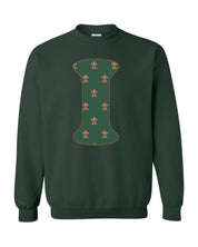 Adult Sweaters in forest with Christmas patterned gingerbread men with initial I on front, shown on flat lay – Little Mama Shirt Shop