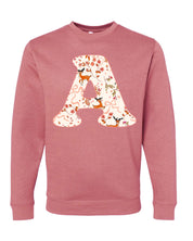 Adult Sweaters in mauvelous with Christmas patterned reindeer with initial A on front, shown on flat lay – Little Mama Shirt Shop