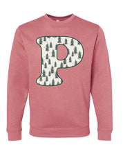 Adult Sweaters in mauvelous with Christmas patterned trees with initial P on front, shown on flat lay – Little Mama Shirt Shop