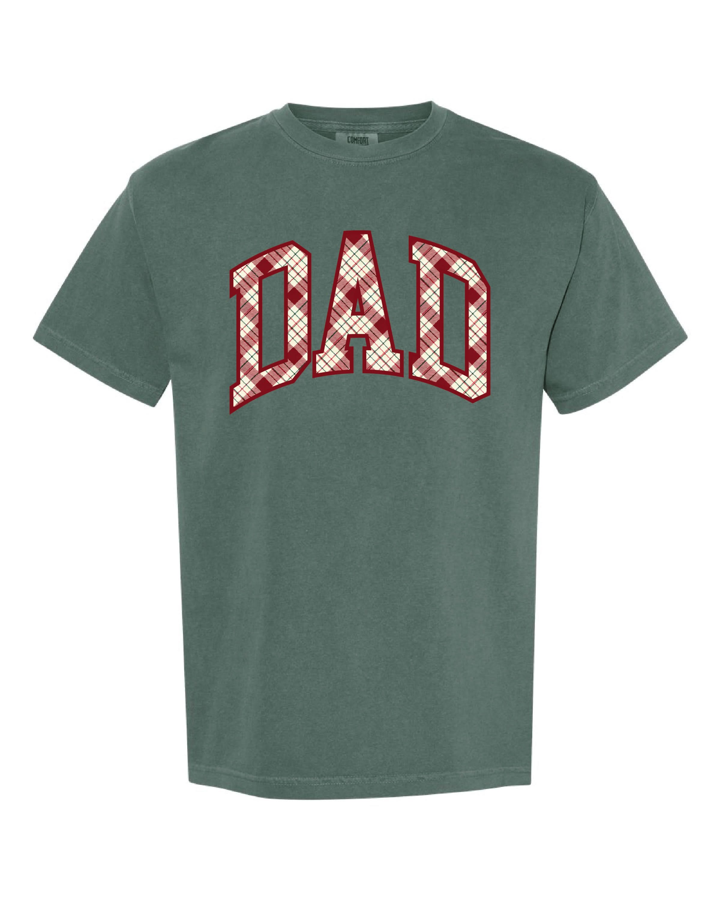 Christmas Gingham - Parent Names - Comfort Colors Tee Little Mama Shirt Shop LLC