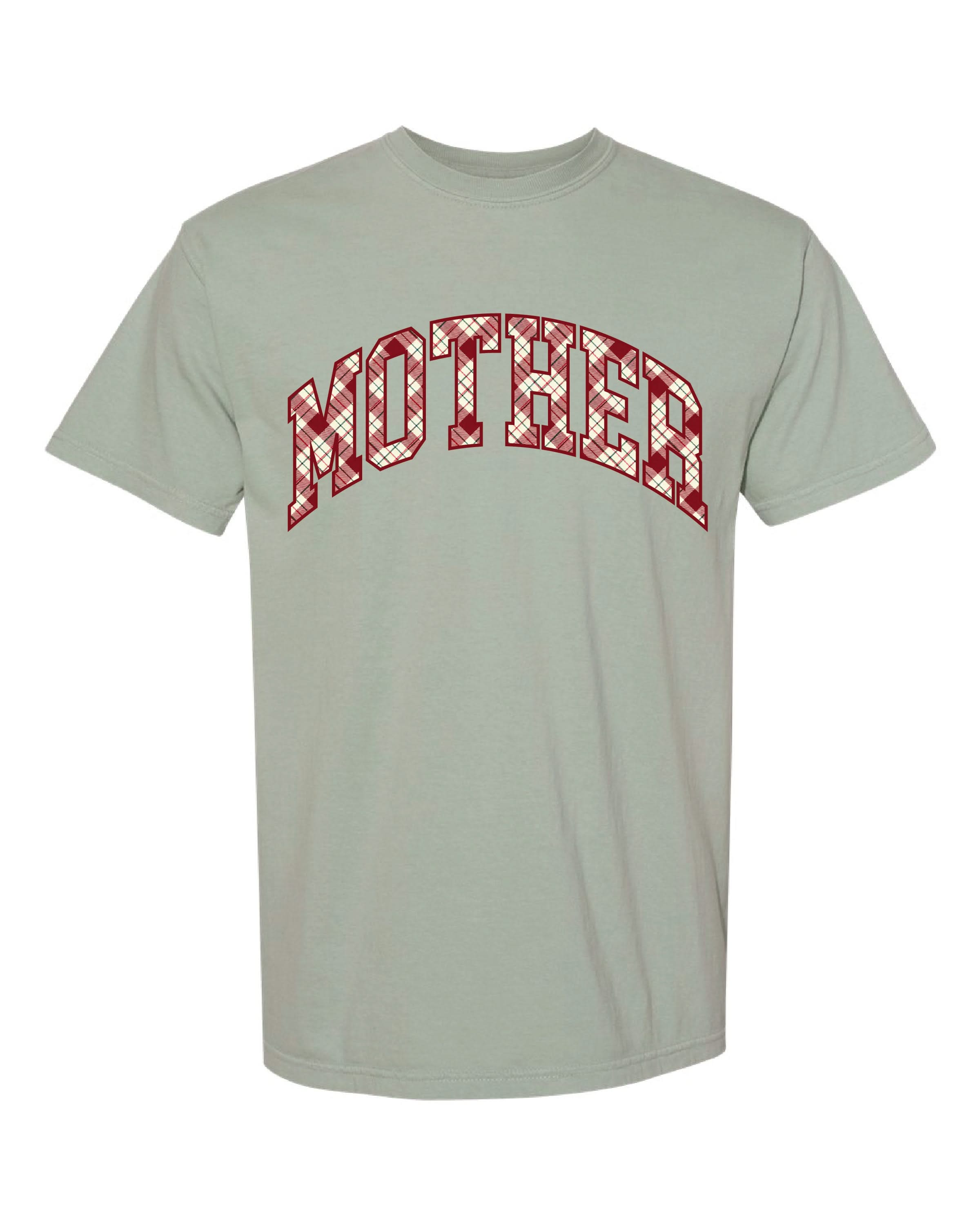 Christmas Gingham - Parent Names - Comfort Colors Tee Little Mama Shirt Shop LLC