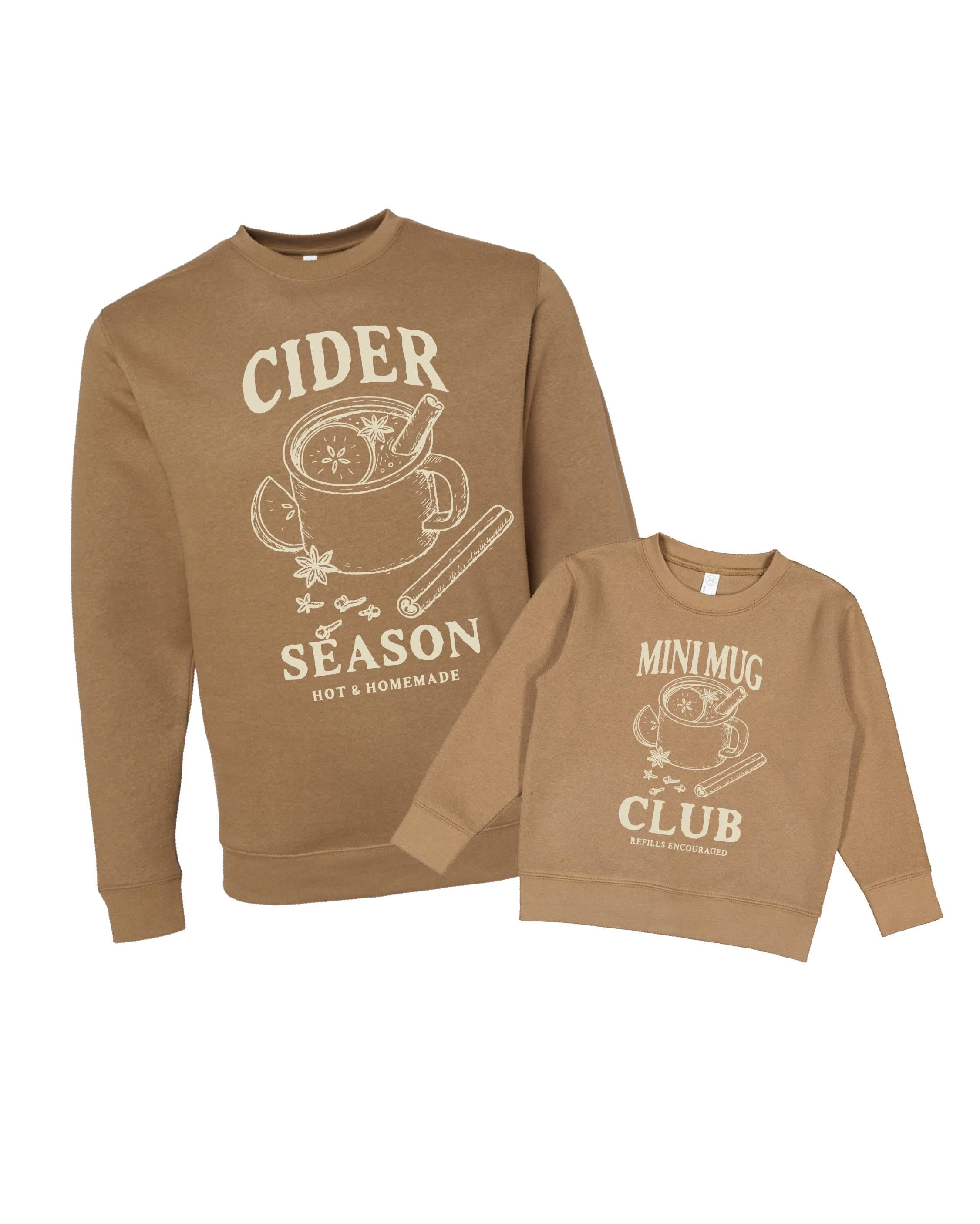 Cider Season / Mini Mug Club - Coyote Brown w/ Cream - Set of 2 ELEVATED Fleece Sweaters Little Mama Shirt Shop