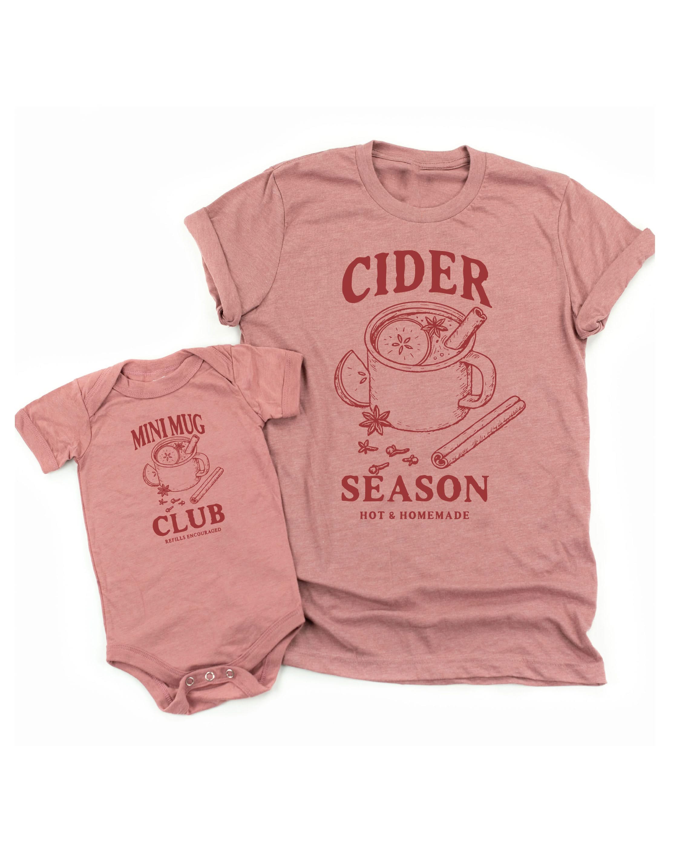 Cider Season / Mini Mug Club - Mauve w/ Maroon - Set of 2 Tees Little Mama Shirt Shop