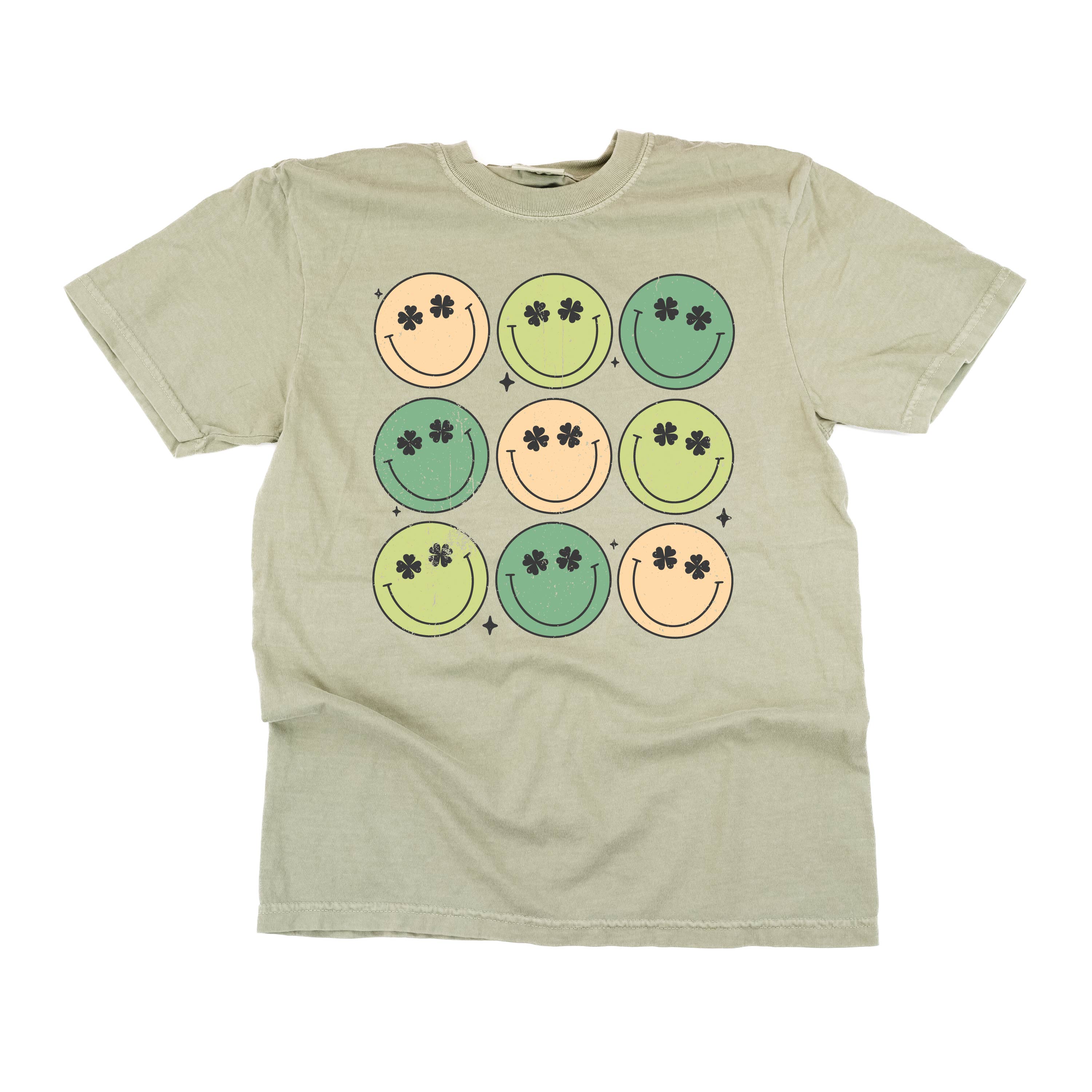 3x3 - St. Patrick's Day Smilies - Comfort Colors Tee Little Mama Shirt Shop
