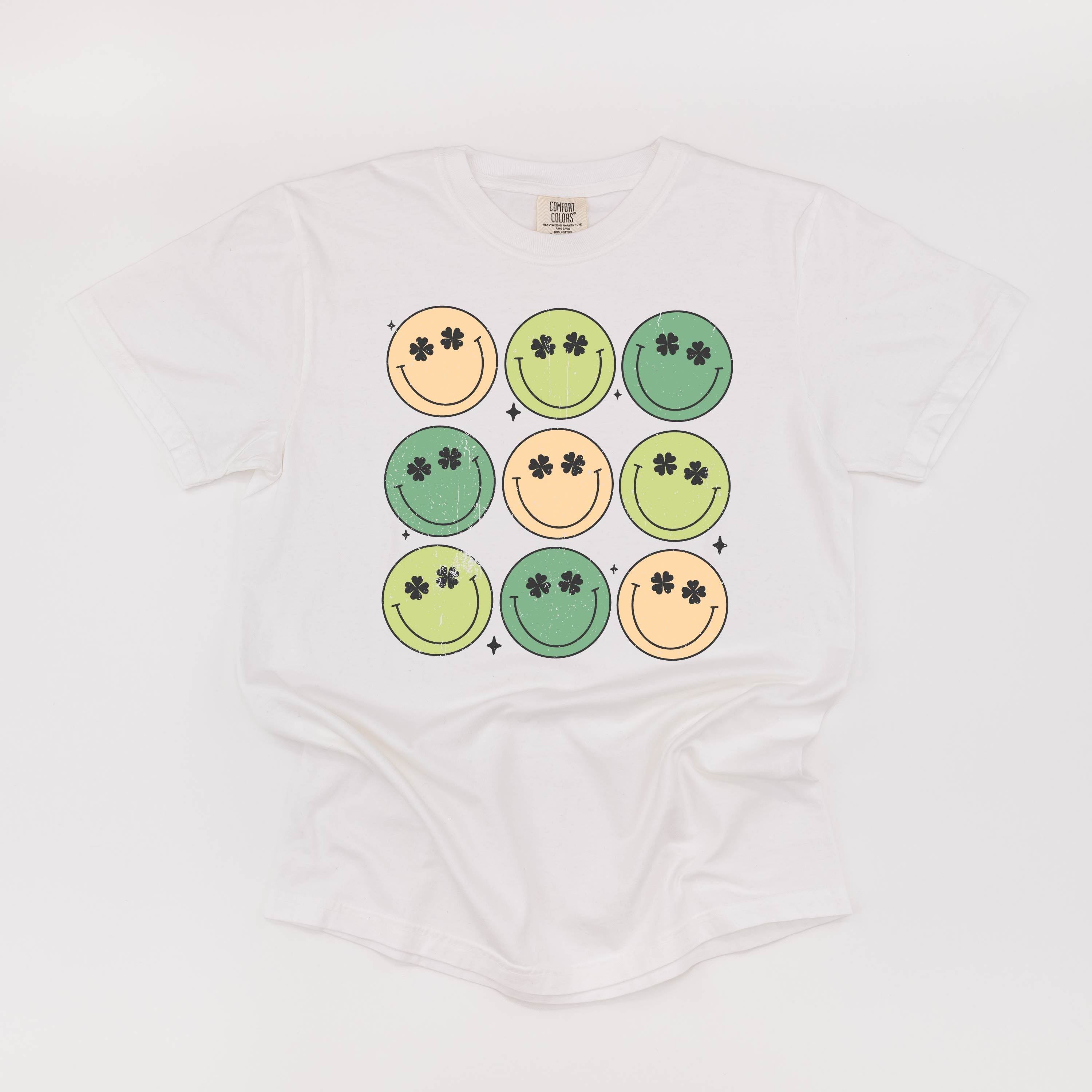 3x3 - St. Patrick's Day Smilies - Comfort Colors Tee Little Mama Shirt Shop