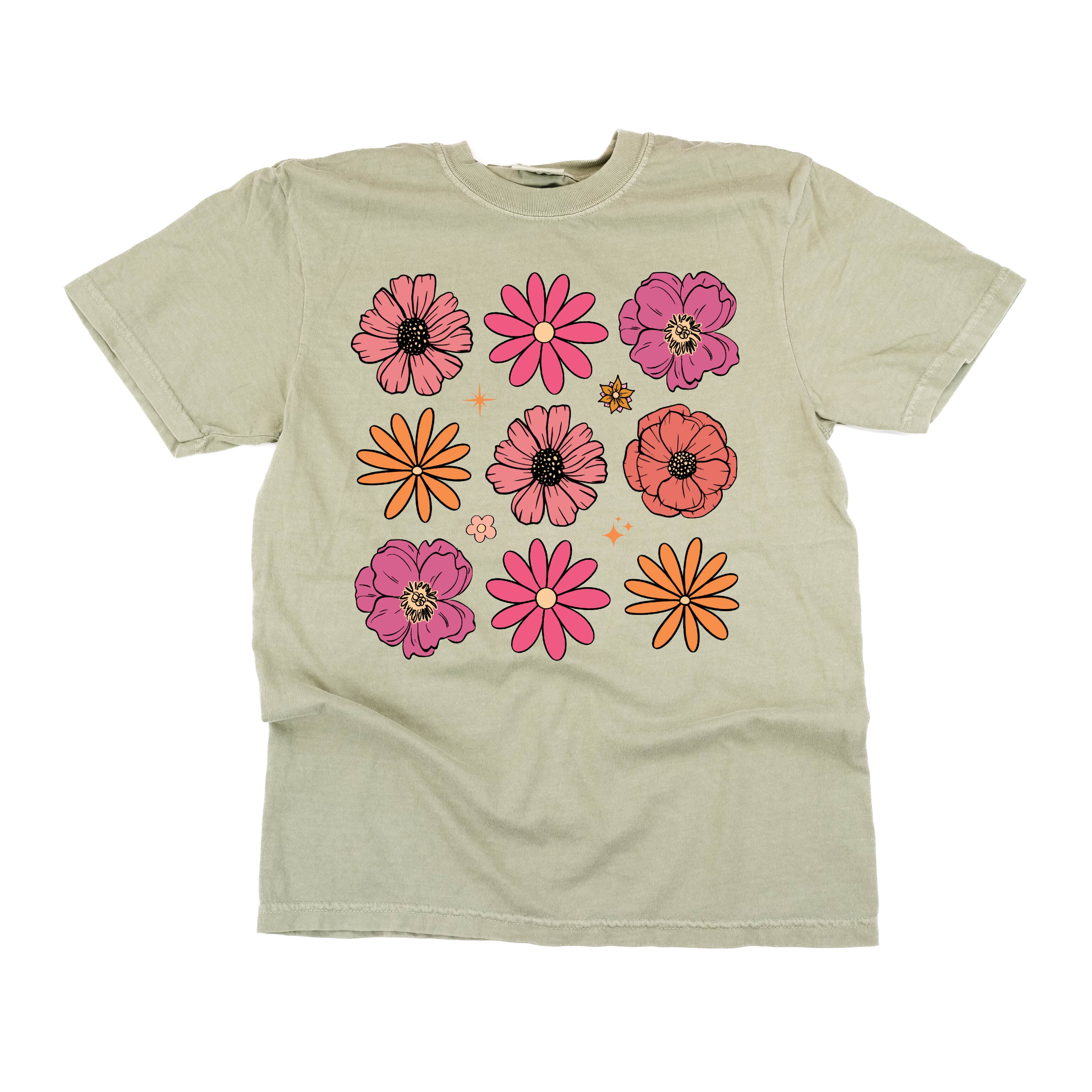 3x3 Spring Flowers - Comfort Colors Tee Little Mama Shirt Shop