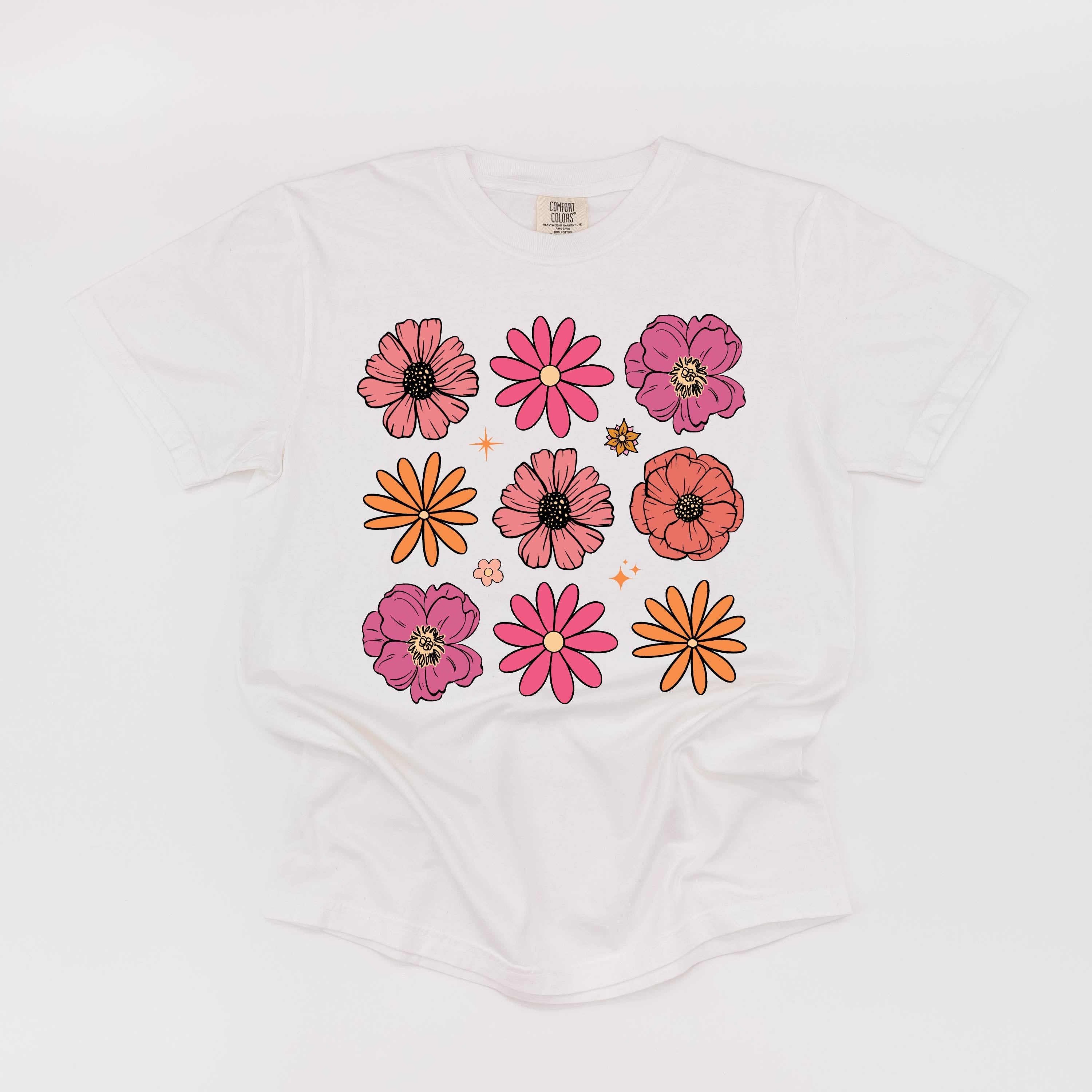 3x3 Spring Flowers - Comfort Colors Tee Little Mama Shirt Shop