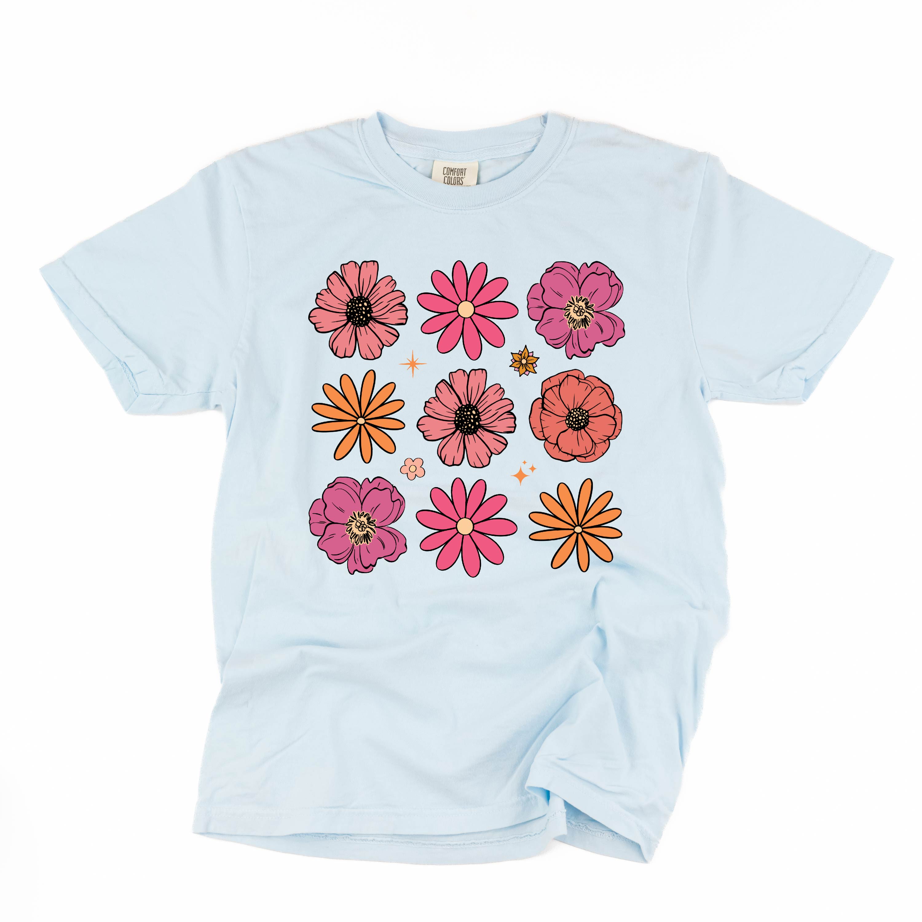 3x3 Spring Flowers - Comfort Colors Tee Little Mama Shirt Shop
