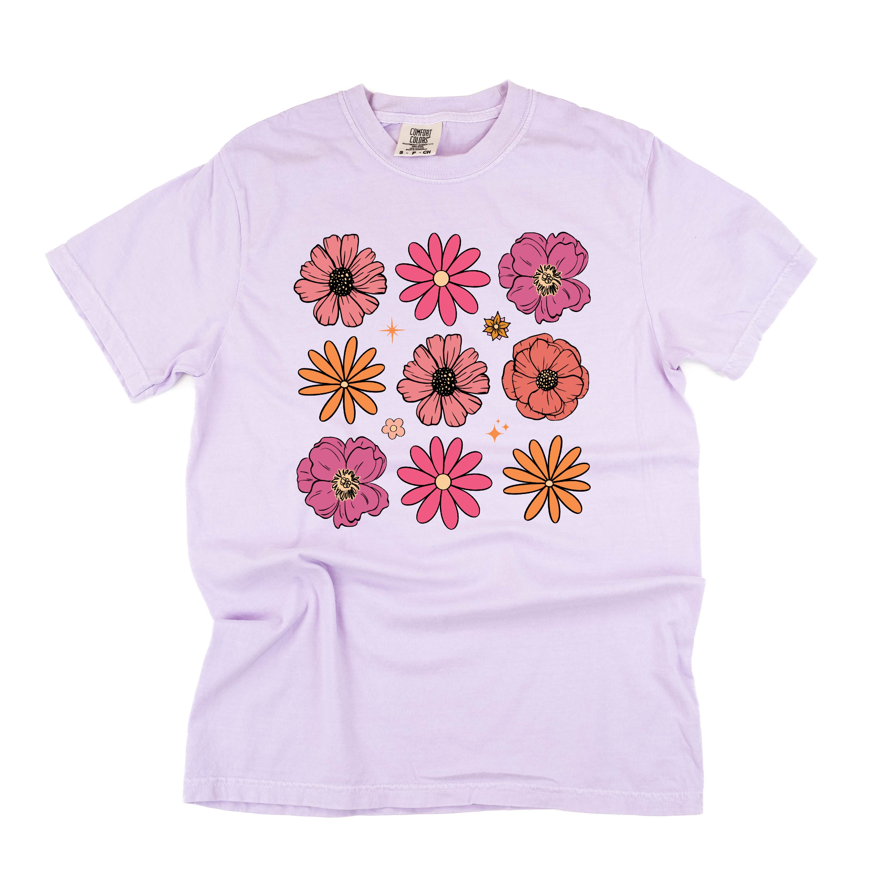 3x3 Spring Flowers - Comfort Colors Tee Little Mama Shirt Shop