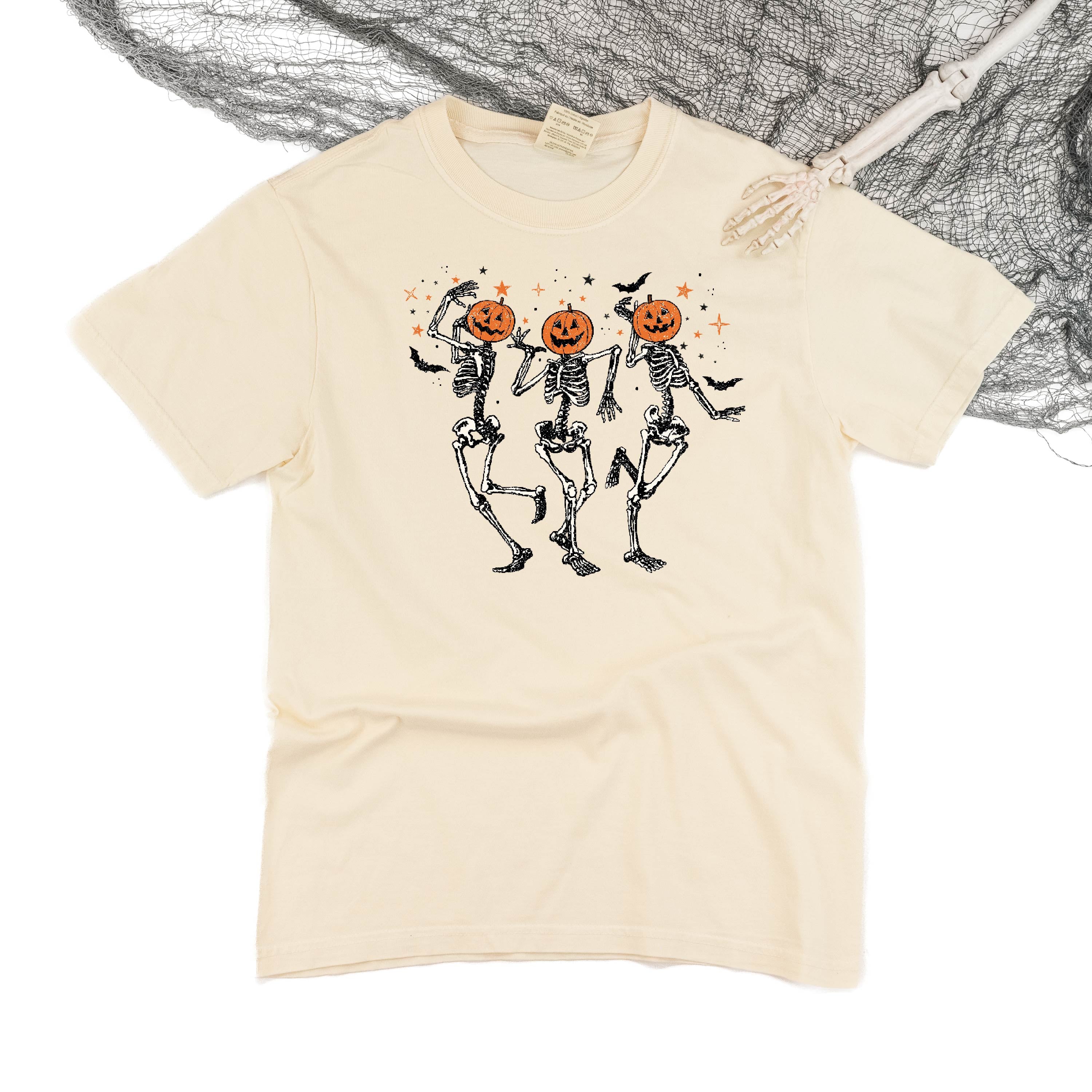 Pumpkin Head Dancing Skellies - Comfort Colors Tee Little Mama Shirt Shop